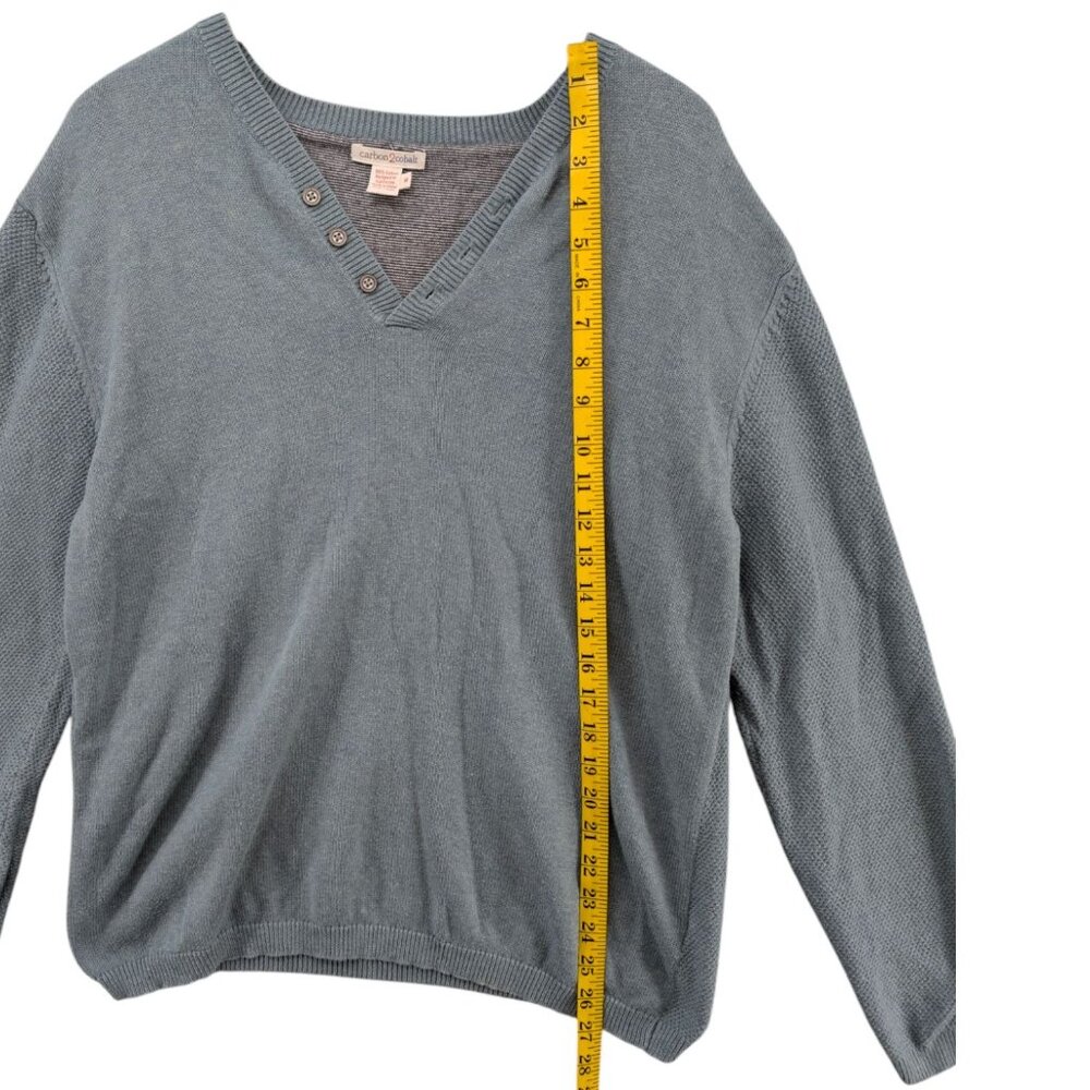 Carbon 2 Cobalt Sweater Mens Light Blue V Neck Long Sleeve Cotton Size M - Picture 5 of 8